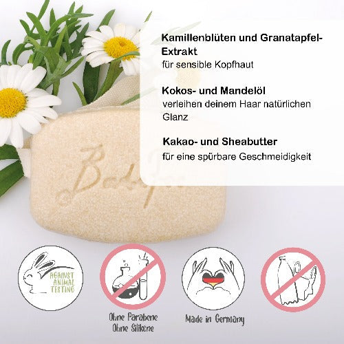 Festes Shampoo mit Kamillenblüten